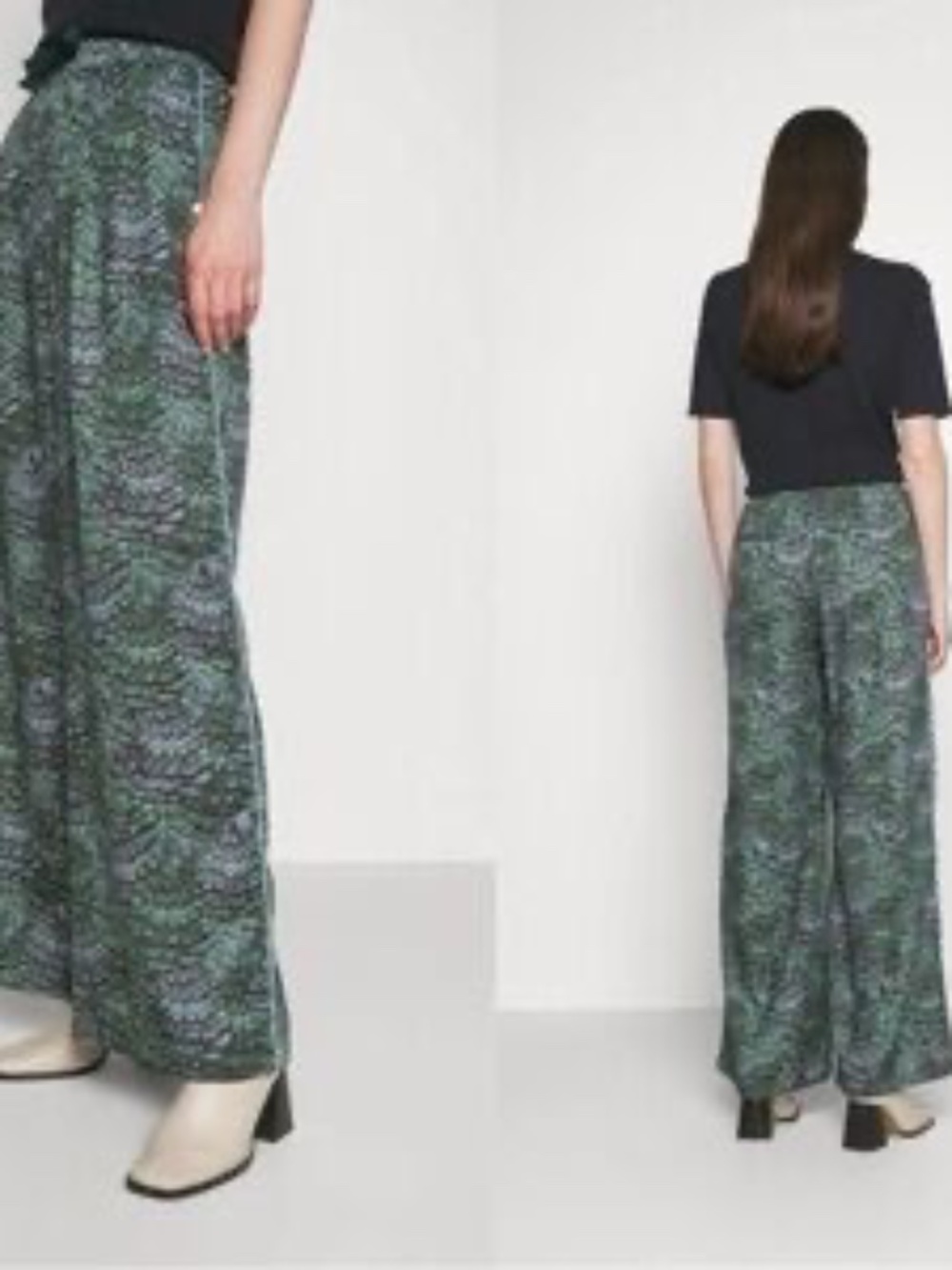 Scotch & Soda “Dance All Night” Eleni Wide Leg Pants Green Print Size S / 30 - Picture 2 of 4